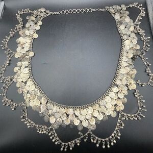 VTG 14oz Tribal Fusion Belly Dance Coin Belt Middle Eastern Boho Kuchi Style 37"